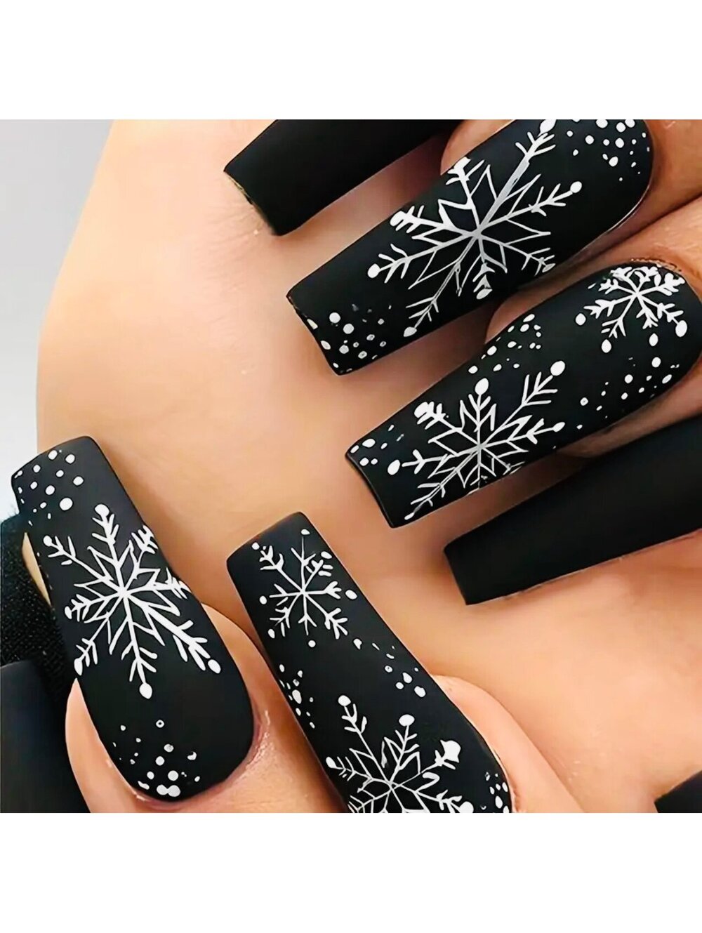 New - 24Pcs Festive Snowflake Sparkling Design Reusable Press-On-Nails
